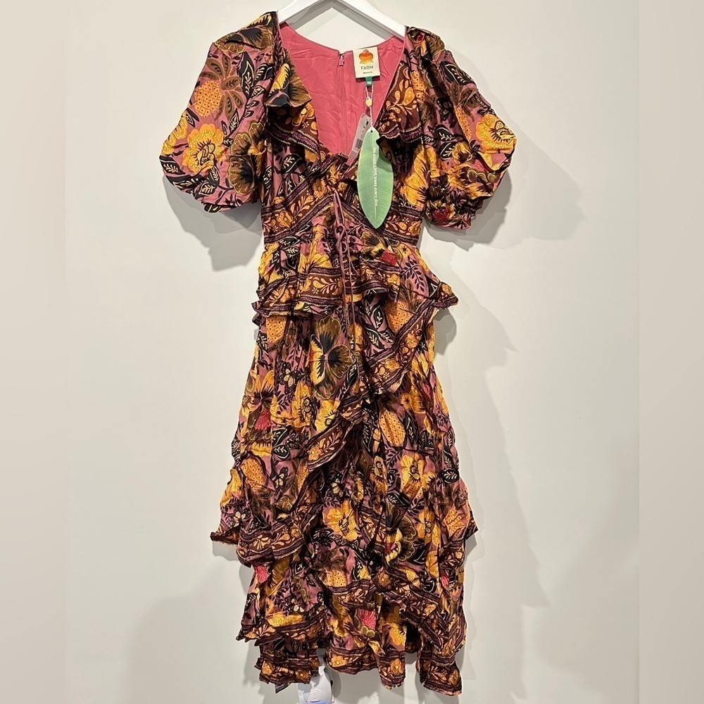 NWT Farm Rio Floral Maxi Luxury Euro Summer Vacation Spring Break Unique - Picture 5 of 10